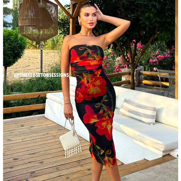 ZARA BLOGGER FAVE!!! Floral Print Dress NWT - Picture 2 of 16